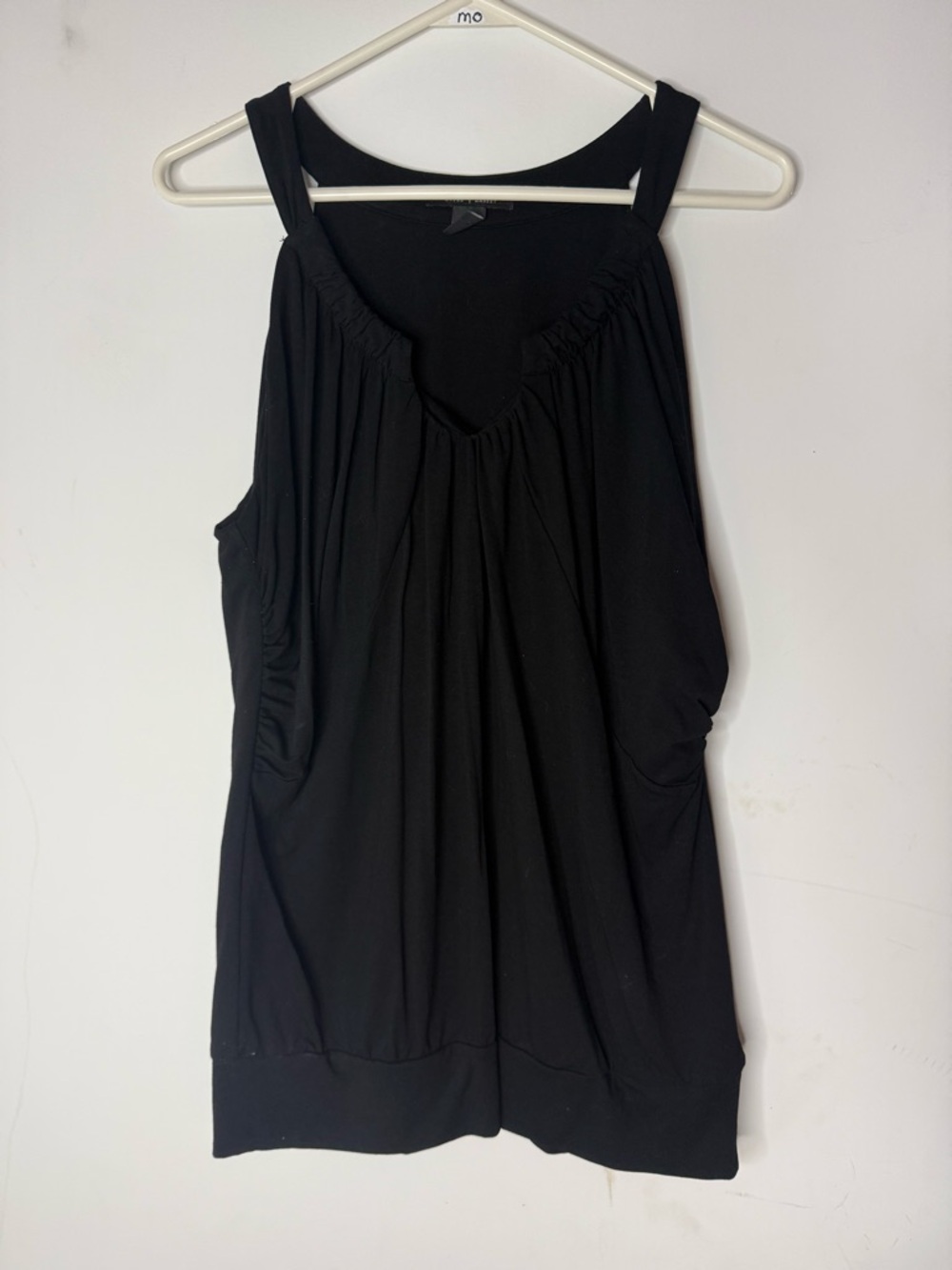 White House Black Market Black Gathered Scoop Neck Tank